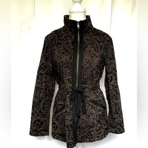 Ann Taylor Loft Women’s Small‎ Black Burgundy Micro denim Floral Women's Jacket